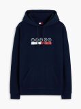 Blue Logo Sueded Terry Drawstring Hoody  Men