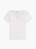 White Essential V-Neck Slim Fit T-Shirt  Women