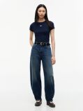 Μπλε Κοντομάνικο T-Shirt Ριμπ Σε Slim Γραμμή  Γυναίκες