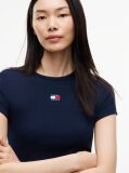 Μπλε Κοντομάνικο T-Shirt Ριμπ Σε Slim Γραμμή  Γυναίκες