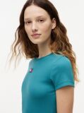 Blue Slim Badge Rib Tee  Women