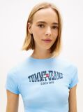 Μπλε T-Shirt Ribbed Σε Στενή Γραμμή Με Σημαία  Γυναίκες