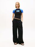 Black Linen Blend Wide Leg Cargo Trousers  Women