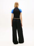 Black Linen Blend Wide Leg Cargo Trousers  Women