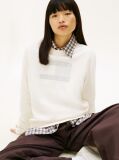 Beige Tonal Tommy Flag Sweatshirt  Women