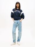 Denim Embroidery Mid Rise Slim Straight Leg Jeans  Women