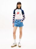 Denim Raw Hem Faded Denim Shorts  Women