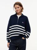 Multi Tommy Badge Stripe Quarter-Zip Jumper  Women