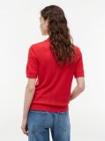 Red Pointelle Flag Short Sleeve Polo Jumper  Women