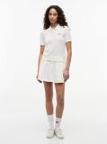 White Pointelle Flag Short Sleeve Polo Jumper  Women