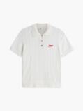 White Pointelle Flag Short Sleeve Polo Jumper  Women