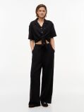 Black Crinkle Textured Loose Trousers  Women
