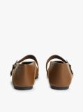 Brown Suede Buckle Square Toe Ballerinas  Women