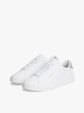 White Pebble Grain Court Trainers  Men