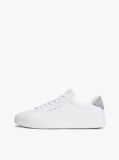 White Pebble Grain Court Trainers  Men