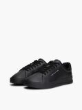 Black Pebble Grain Court Trainers  Men