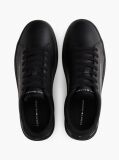 Black Pebble Grain Court Trainers  Men