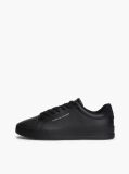 Black Pebble Grain Court Trainers  Men