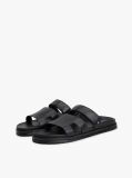 Black Premium Leather Cutout Sandals  Men