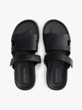Black Premium Leather Cutout Sandals  Men