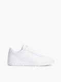 White Mixed Texture Basketball Trainers With Leather  Men