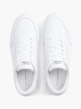 White Mixed Texture Basketball Trainers With Leather  Men