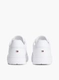 White Mixed Texture Basketball Trainers With Leather  Men