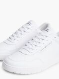 White Mixed Texture Basketball Trainers With Leather  Men