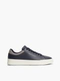 Blue Mixed Texture Court Sneakers With Leather  Men