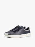 Blue Mixed Texture Court Sneakers With Leather  Men