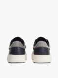 Blue Mixed Texture Court Sneakers With Leather  Men