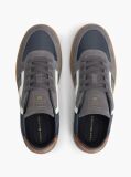 Blue Leather Mixed Texture Sneakers  Men