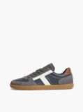 Blue Leather Mixed Texture Sneakers  Men