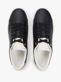 Black Leather Metallic Logo Cupsole Trainers  Women