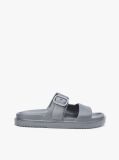 Grey Double Strap Enamel Flag Slides  Women