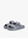 Grey Double Strap Enamel Flag Slides  Women