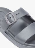 Grey Double Strap Enamel Flag Slides  Women