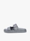 Grey Double Strap Enamel Flag Slides  Women