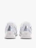 Silver Mixed Texture Metallic Trainers With Leather  Women
