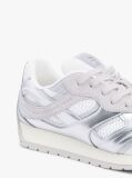 Silver Mixed Texture Metallic Trainers With Leather  Women