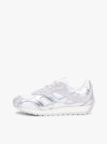 Silver Mixed Texture Metallic Trainers With Leather  Women