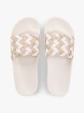 Beige Braided Pool Slides  Women