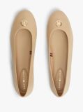 Beige TH Monogram Plaque Leather Ballerinas  Women