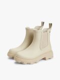 Beige Rubberised Flag Cleat Rain Boots  Women