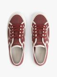Red Contrast Piping Canvas Platform Trainers  Women