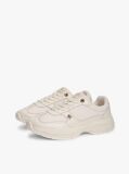 Beige TH Monogram Mixed Texture Leather Trainers  Women