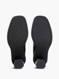 Black Block Heel Leather Loafers  Women