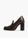 Καφέ Δερμάτινα Loafers Με Τακούνι Block  Γυναίκες