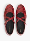Multi Crossover Strap Snake Print Leather Mary Janes  Women