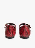 Multi Crossover Strap Snake Print Leather Mary Janes  Women